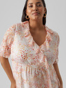 Vero Moda Curve Oranžovo-biele dámske vzorované šaty VERO MODA CURVE Dora