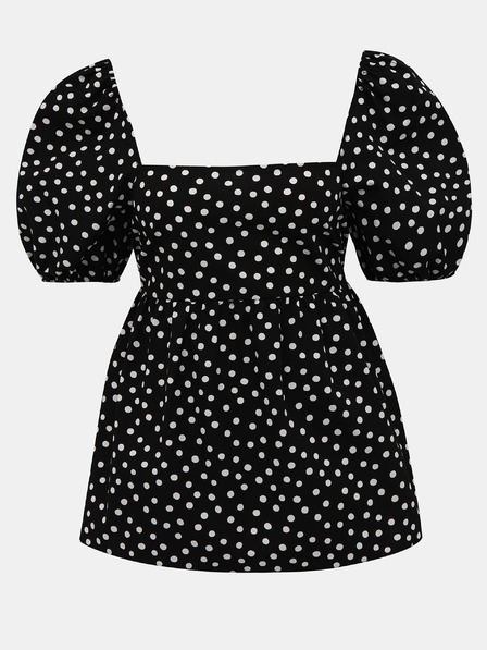 Miss Selfridge Čierna bodkovaná blúzka Miss Selfridge Poplin