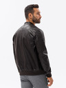 Ombre Clothing Tmavohnedá pánska kožená bunda Ombre Clothing