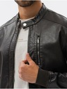 Ombre Clothing Tmavohnedá pánska kožená bunda Ombre Clothing