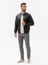 Ombre Clothing Tmavohnedá pánska kožená bunda Ombre Clothing