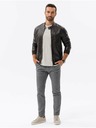 Ombre Clothing Tmavohnedá pánska kožená bunda Ombre Clothing