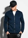 Ombre Clothing Pánska mikina na zips bez kapucne B1071 - tmavomodrá
