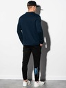 Ombre Clothing Pánska mikina na zips bez kapucne B1071 - tmavomodrá