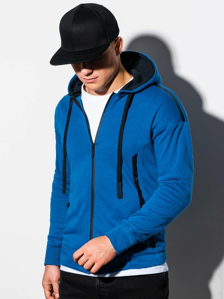 Ombre Clothing Modrá pánska mikina na zips Ombre Clothing B1076