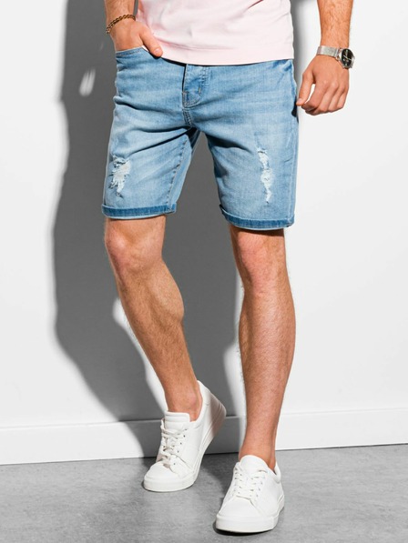 Ombre Clothing Modré pánske džínsové šortky Ombre Clothing W311
