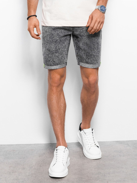 Ombre Clothing Tmavosivé pánske džínsové šortky Ombre Clothing