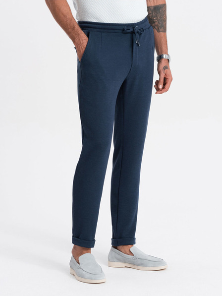 Ombre Clothing Tmavomodré pánske nohavice Ombre Oblečenie