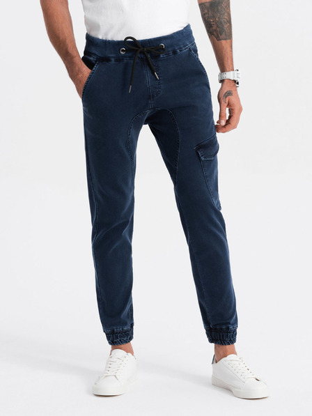 Ombre Clothing Tmavomodré pánske nohavice Ombre Oblečenie