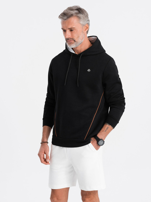 Ombre Clothing Čierna pánska mikina s kapucňou Ombre Oblečenie
