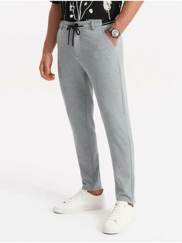 Ombre Clothing Svetlošedé pánske nohavice Ombre Oblečenie