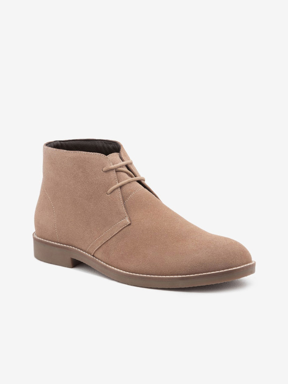 Ombre Clothing Béžové pánske kožené členkové topánky Ombre Oblečenie