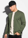 Ombre Clothing Tmavozelená pánska mikina na zips bez kapucne Ombre Clothing B1077
