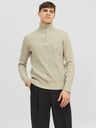 Jack & Jones Béžový rebrovaný pánsky sveter Jack & Jones Perfect