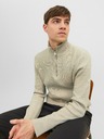 Jack & Jones Béžový rebrovaný pánsky sveter Jack & Jones Perfect