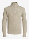 Jack & Jones Béžový rebrovaný pánsky sveter Jack & Jones Perfect
