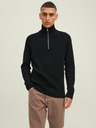 Jack & Jones Čierny pánsky rebrovaný sveter na zips Jack & Jones Perfect
