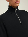 Jack & Jones Čierny pánsky rebrovaný sveter na zips Jack & Jones Perfect