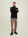 Jack & Jones Čierny pánsky rebrovaný sveter na zips Jack & Jones Perfect