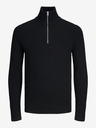 Jack & Jones Čierny pánsky rebrovaný sveter na zips Jack & Jones Perfect