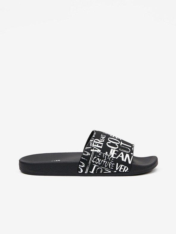 Versace Jeans Couture Čierne pánske vzorované papuče Versace Jeans Couture Fondo Slide