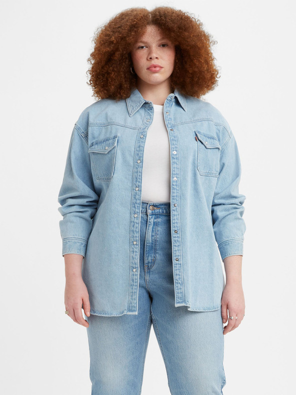 Levi's® Svetlomodré dámske džínsové nadrozmerné košeľové šaty Levi's® Dorsey Western