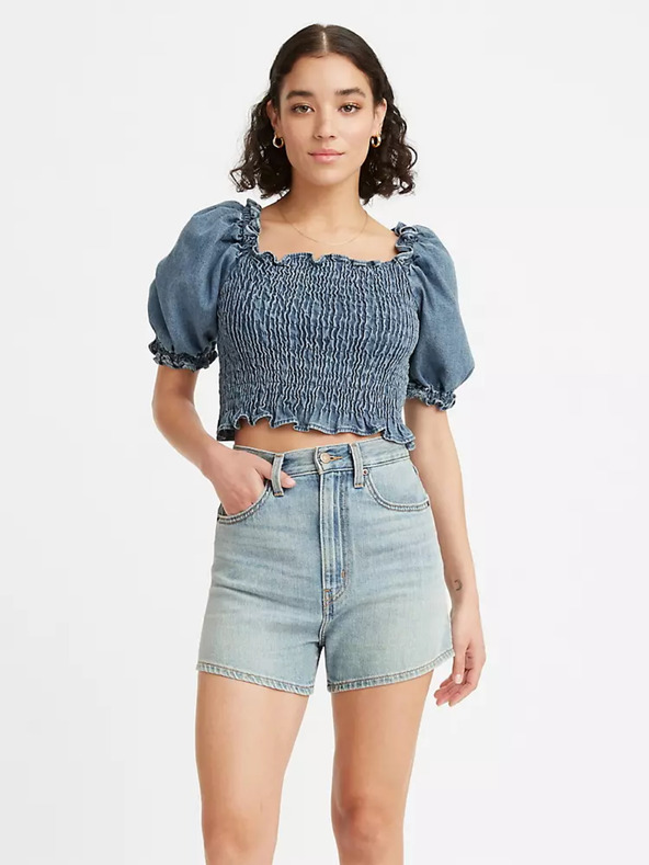 Levi's® Modrá dámska skrátená blúzka s balónovými rukávmi Levi's®
