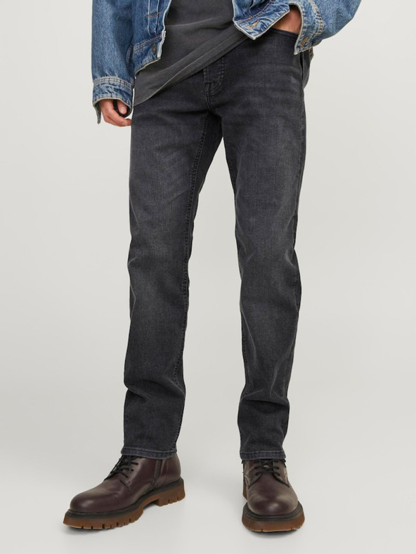 Jack & Jones Tmavosivé pánske džínsy slim fit strihu Jack & Jones Mike