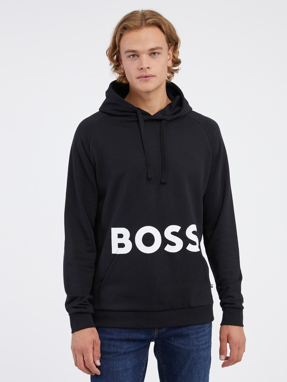 BOSS Čierna pánska mikina s kapucňou BOSS