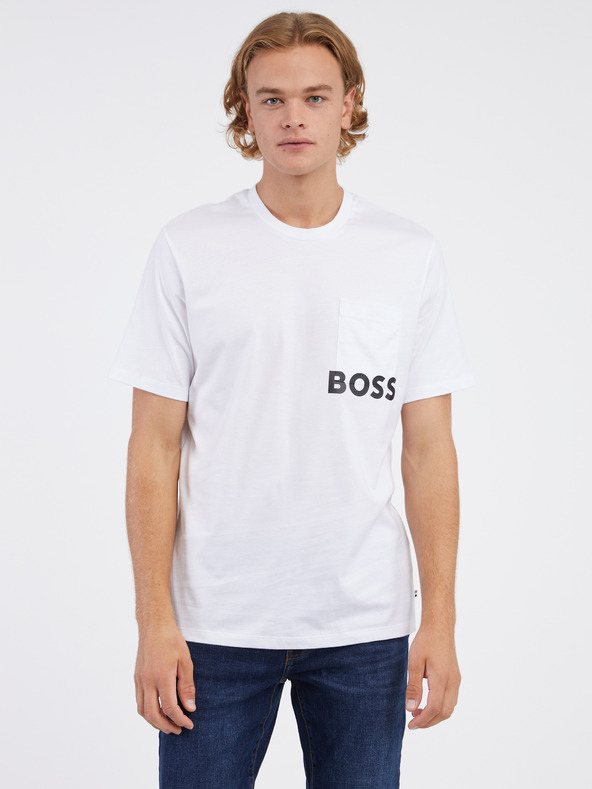 BOSS Biele pánske tričko BOSS