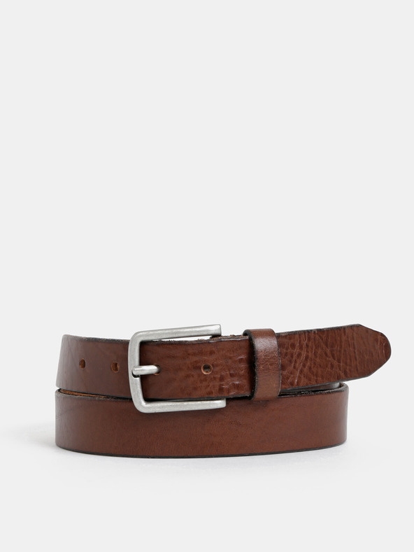 Jack & Jones Tmavohnedý kožený opasok Jack & Jones Lee