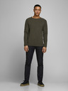 Jack & Jones Tmavozelený pánsky základný sveter Jack & Jones Ehill