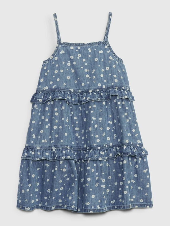 GAP Baby džínsové šaty s volánikmi GAP