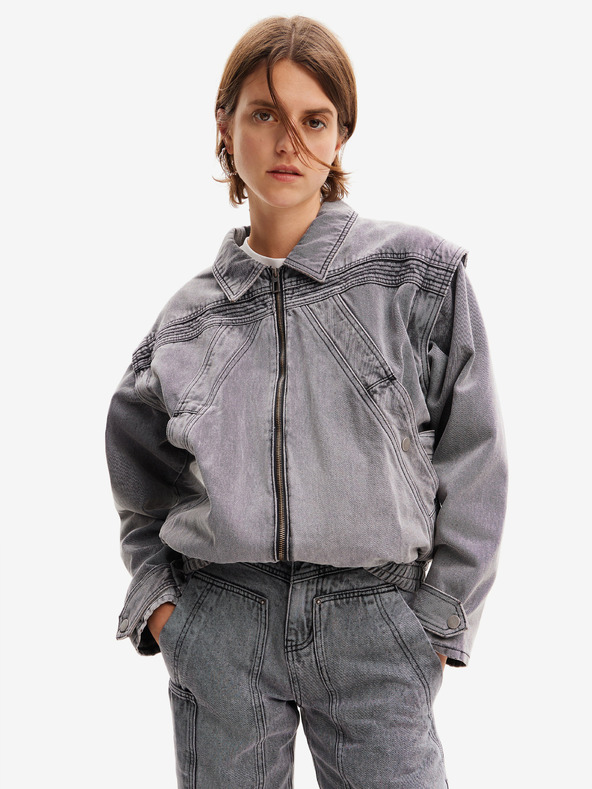 Desigual Svetlosivá dámska džínsová bunda Desigual Tae