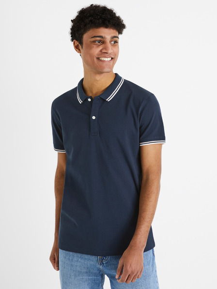 Celio Tmavomodrá pánska polokošeľa Celio Decolrayeb