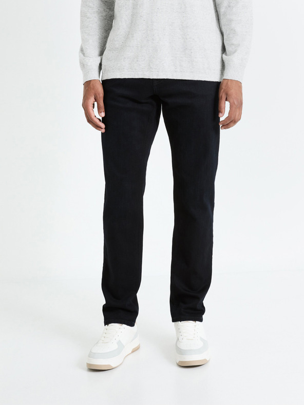 Celio Čierne pánske džínsy rovného strihu Celio Fobody15