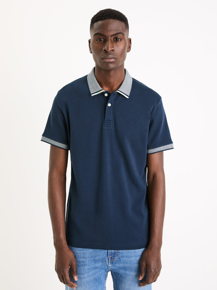 Celio Tmavomodré pánske základné polo tričko Celio Gesort