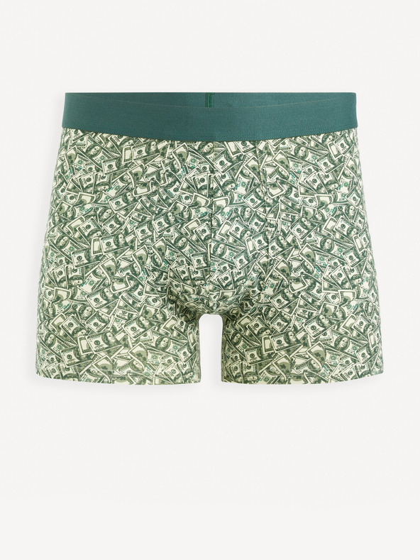 Celio Tmavozelené pánske vzorované boxerky Celio Gibobank