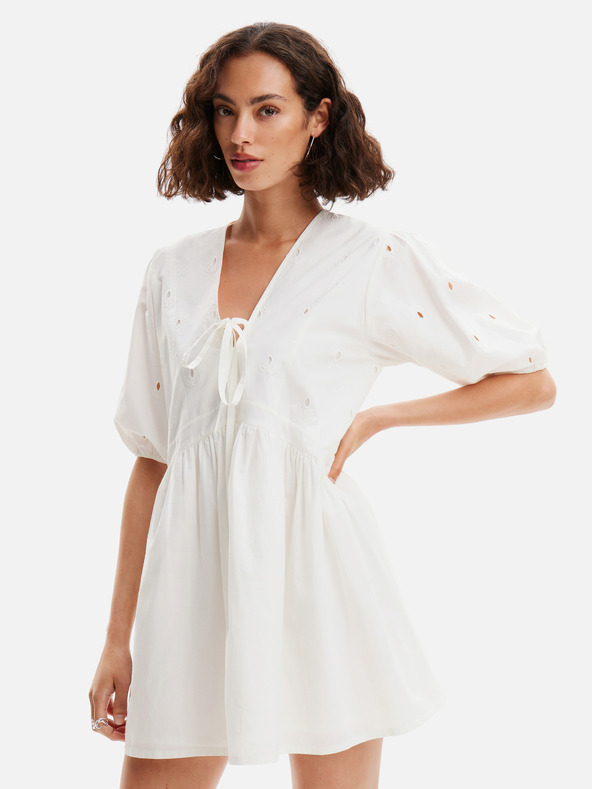 Desigual Biele dámske mini šaty Desigual Lombard