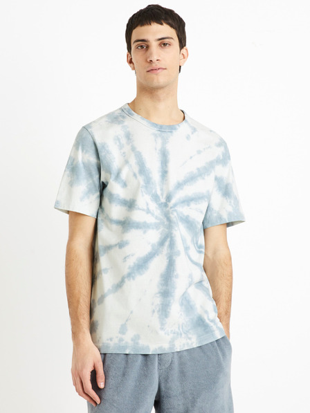 Celio Bielo-modré vzorované pánske tričko Celio Deswirl