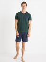 Celio Modro-zelené pánske pruhované krátke pyžamo Celio Cible