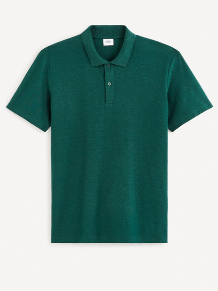 Celio Tmavozelená pánska základná polokošeľa Celio Feflame