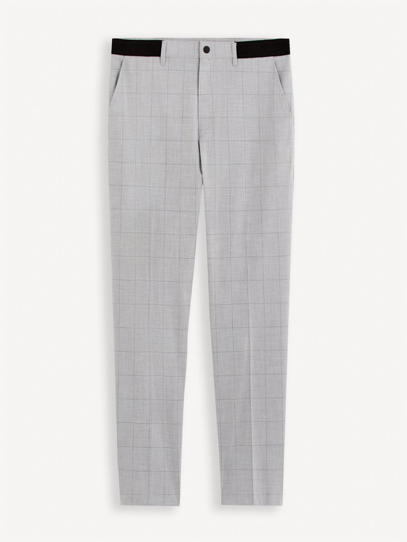 Celio Svetlošedé pánske kárované chino nohavice Celio Gocarreau