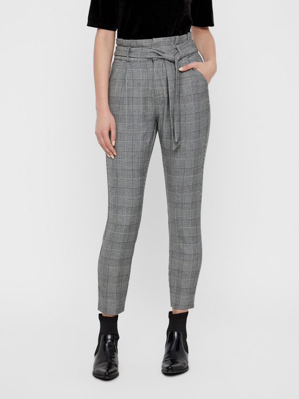 Vero Moda Šedé kockované nohavice VERO MODA Eva