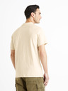 Celio Krémové pánske základné polo tričko Celio Feflame