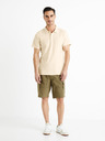 Celio Krémové pánske základné polo tričko Celio Feflame