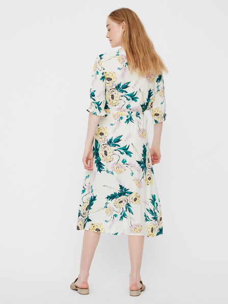 Vero Moda Krémové kvetinové zavinovacie midi šaty VERO MODA Oline
