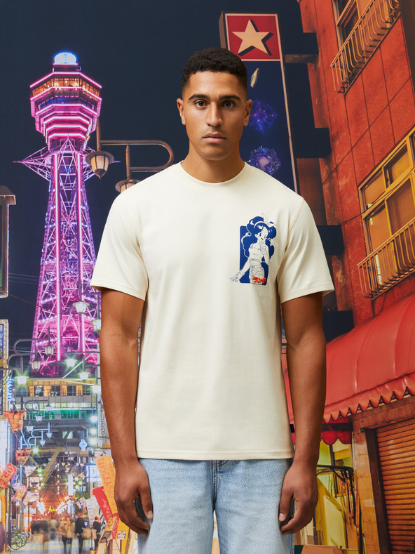 Celio Krémové pánske tričko s krátkym rukávom Celio Dragonball