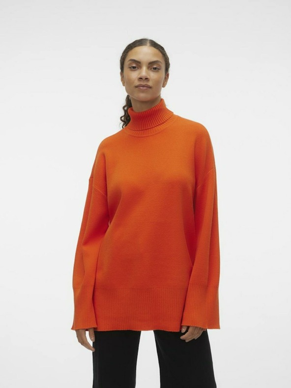 Vero Moda Oranžový dámsky sveter VERO MODA Goldneedle