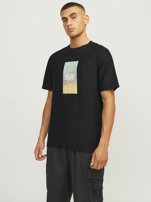 Jack & Jones Čierne pánske tričko Jack & Jones Aruba